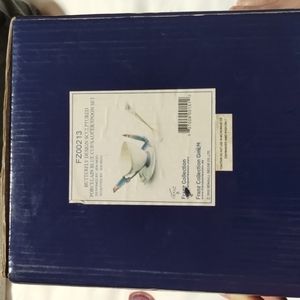 Franz Collection Sculptured Porcelain Butterfly Design Blue Cup/Saucer/Spoon Set